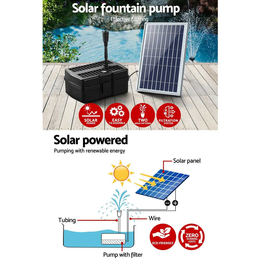 Gardeon Solar Pond Pump with Filter Box 5FT - Home & Garden > Fountains