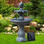 Gardeon Solar Water Feature 3 Tiers Black 93cm - Home & Garden > Fountains