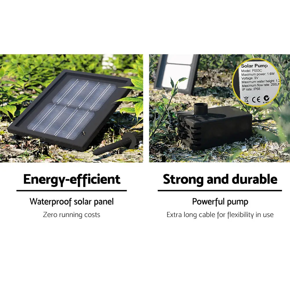 Gardeon Solar Water Feature 3 Tiers Black 93cm - Home & Garden > Fountains