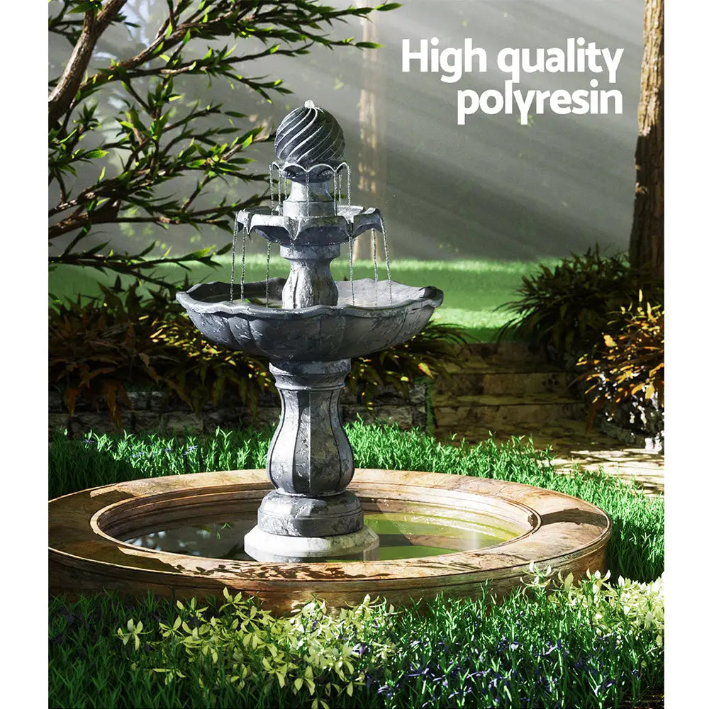 Gardeon Solar Water Feature 3 Tiers Black 93cm - Home & Garden > Fountains