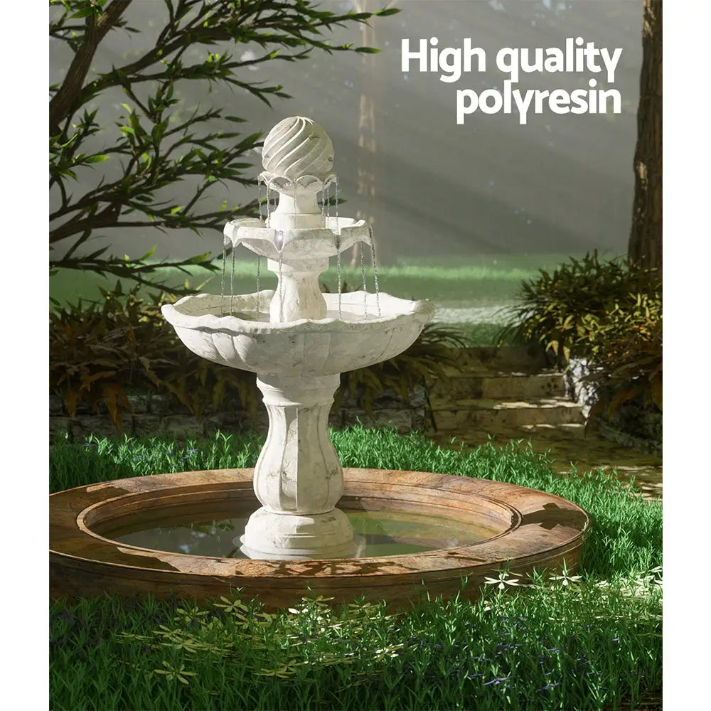 Gardeon Solar Water Feature 3 Tiers Ivory 93cm - Home & Garden > Fountains