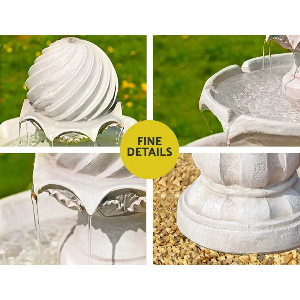 Gardeon Solar Water Feature 3 Tiers Ivory 93cm - Home & Garden > Fountains
