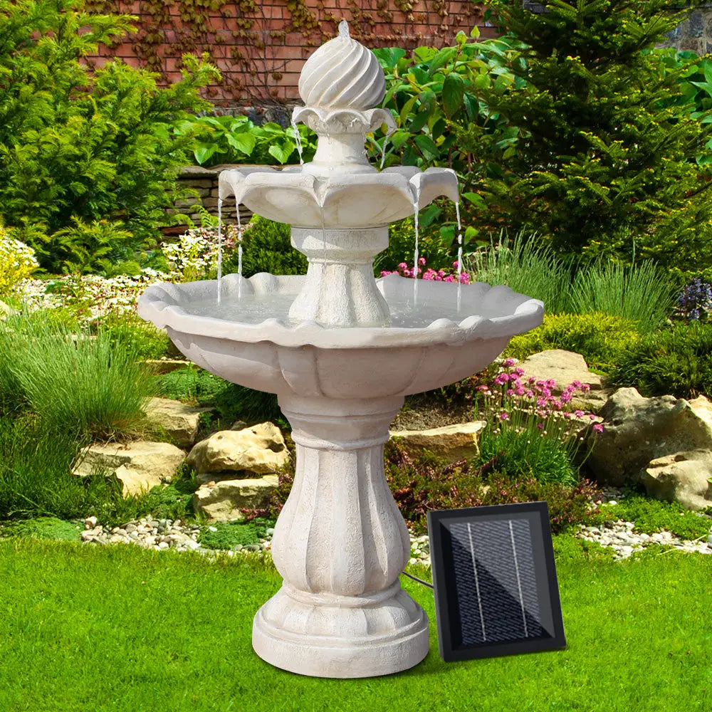 Gardeon Solar Water Feature 3 Tiers Ivory 93cm - Home & Garden > Fountains