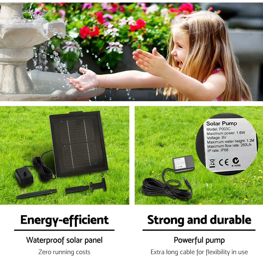 Gardeon Solar Water Feature 3 Tiers Ivory 93cm - Home & Garden > Fountains