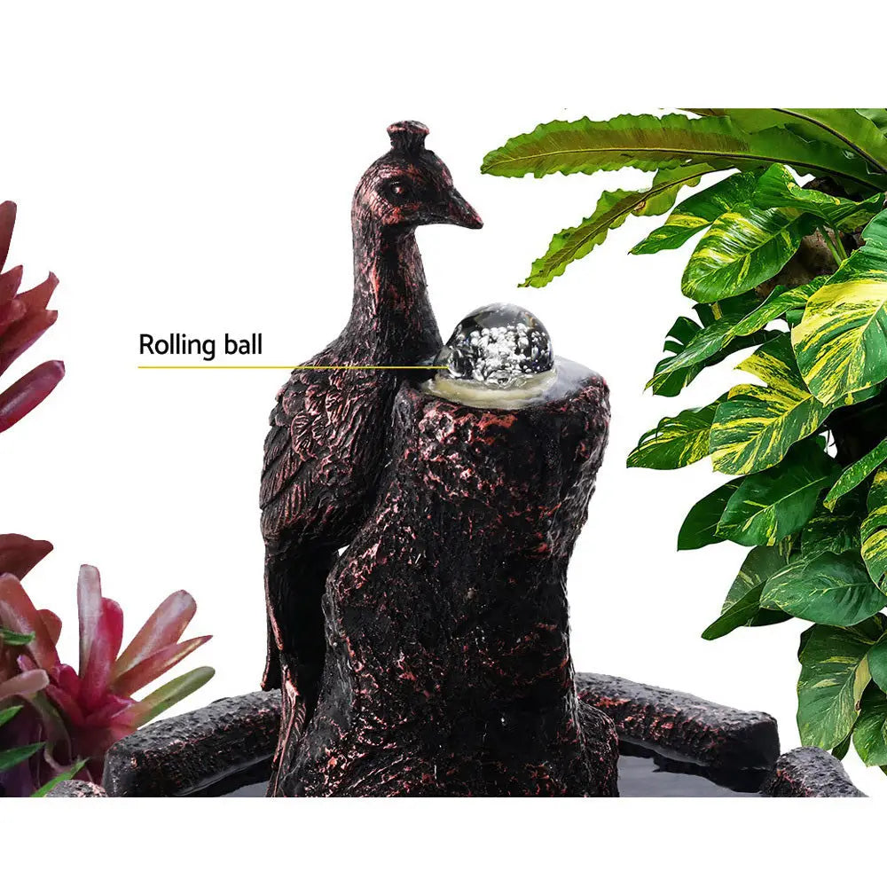 Gardeon Solar Water Feature 3-Tiers Peacock 106cm - Home & Garden > Decor