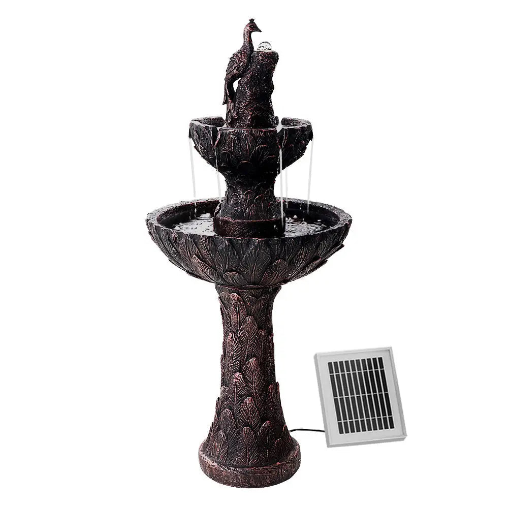 Gardeon Solar Water Feature 3-Tiers Peacock 106cm - Home & Garden > Decor