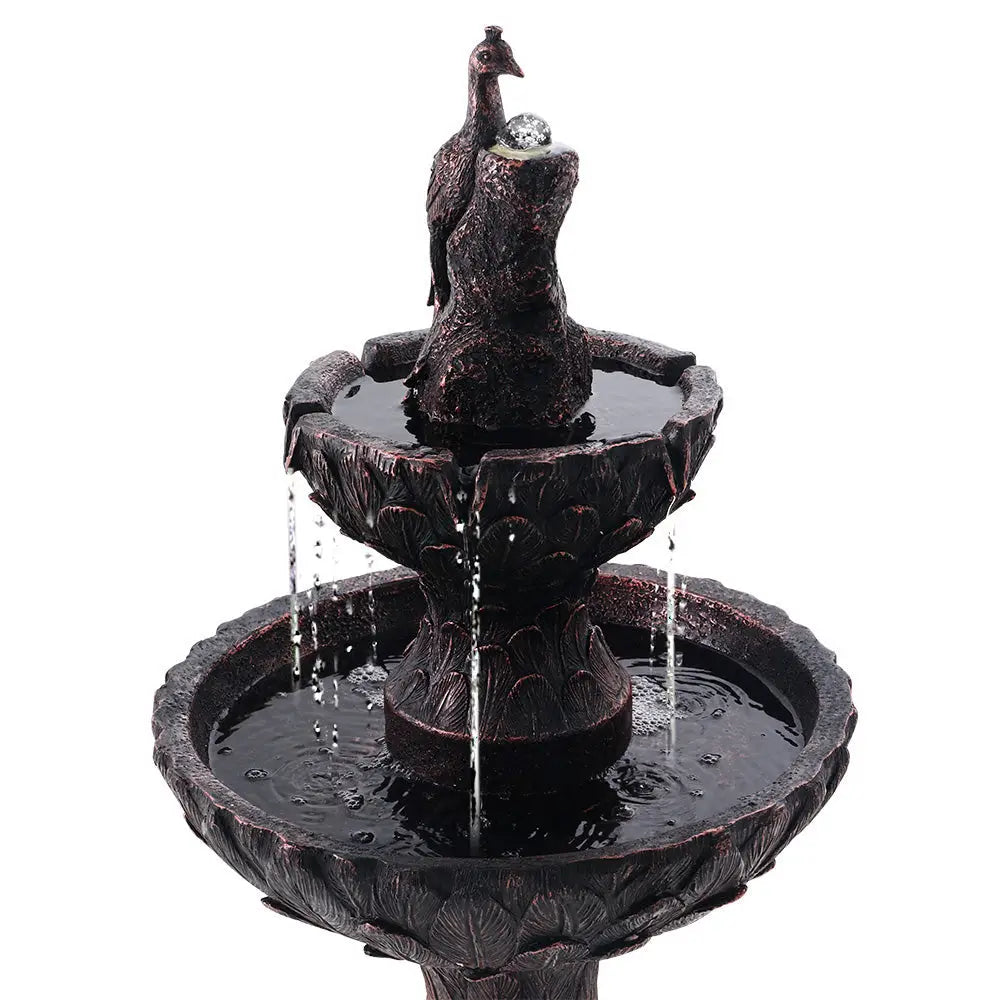 Gardeon Solar Water Feature 3-Tiers Peacock 106cm - Home & Garden > Decor