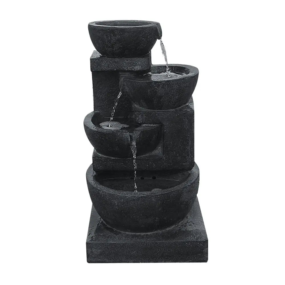 Gardeon Solar Water Feature with LED Lights 3-Tier Bowls 60cm - Home & Garden > Fountains