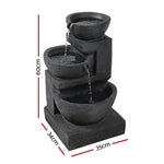 Gardeon Solar Water Feature with LED Lights 3-Tier Bowls 60cm - Home & Garden > Fountains