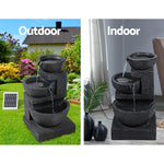 Gardeon Solar Water Feature with LED Lights 3-Tier Bowls 60cm - Home & Garden > Fountains