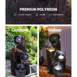 Gardeon Solar Water Feature with LED Lights 3-Tier Buckets 76cm - Home & Garden > Fountains