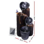 Gardeon Solar Water Feature with LED Lights 3-Tier Buckets 76cm - Home & Garden > Fountains