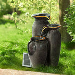 Gardeon Solar Water Feature with LED Lights 3 Tiers 52cm - Home & Garden > Fountains