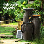 Gardeon Solar Water Feature with LED Lights 3 Tiers 52cm - Home & Garden > Fountains