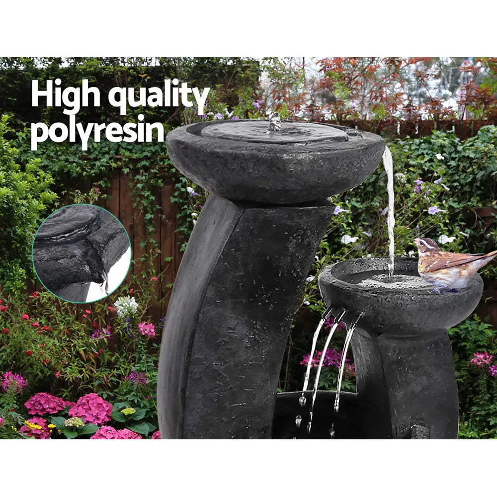 Gardeon Solar Water Feature with LED Lights 3 Tiers 70cm - Home & Garden > Fountains