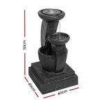 Gardeon Solar Water Feature with LED Lights 3 Tiers 70cm - Home & Garden > Fountains
