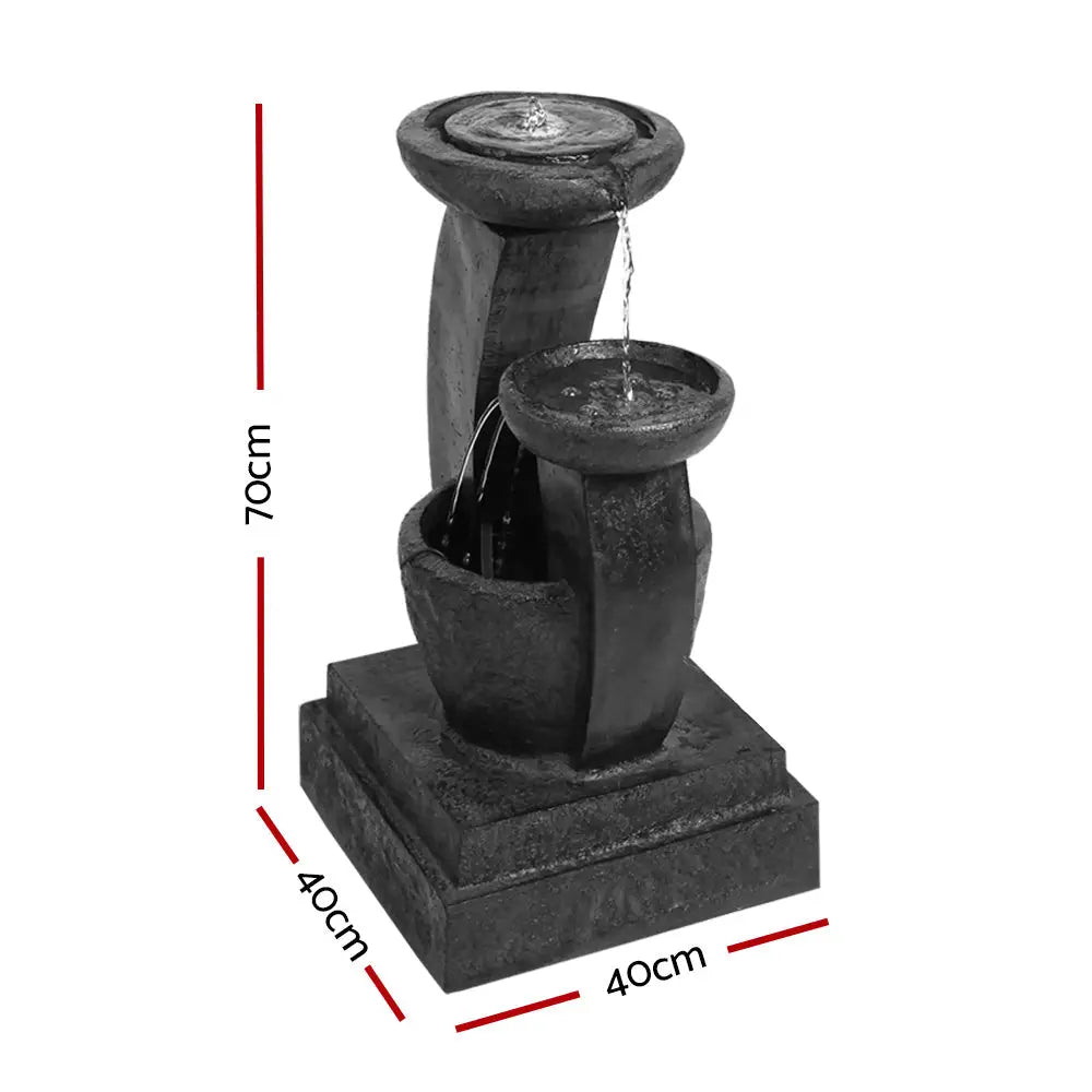 Gardeon Solar Water Feature with LED Lights 3 Tiers 70cm - Home & Garden > Fountains