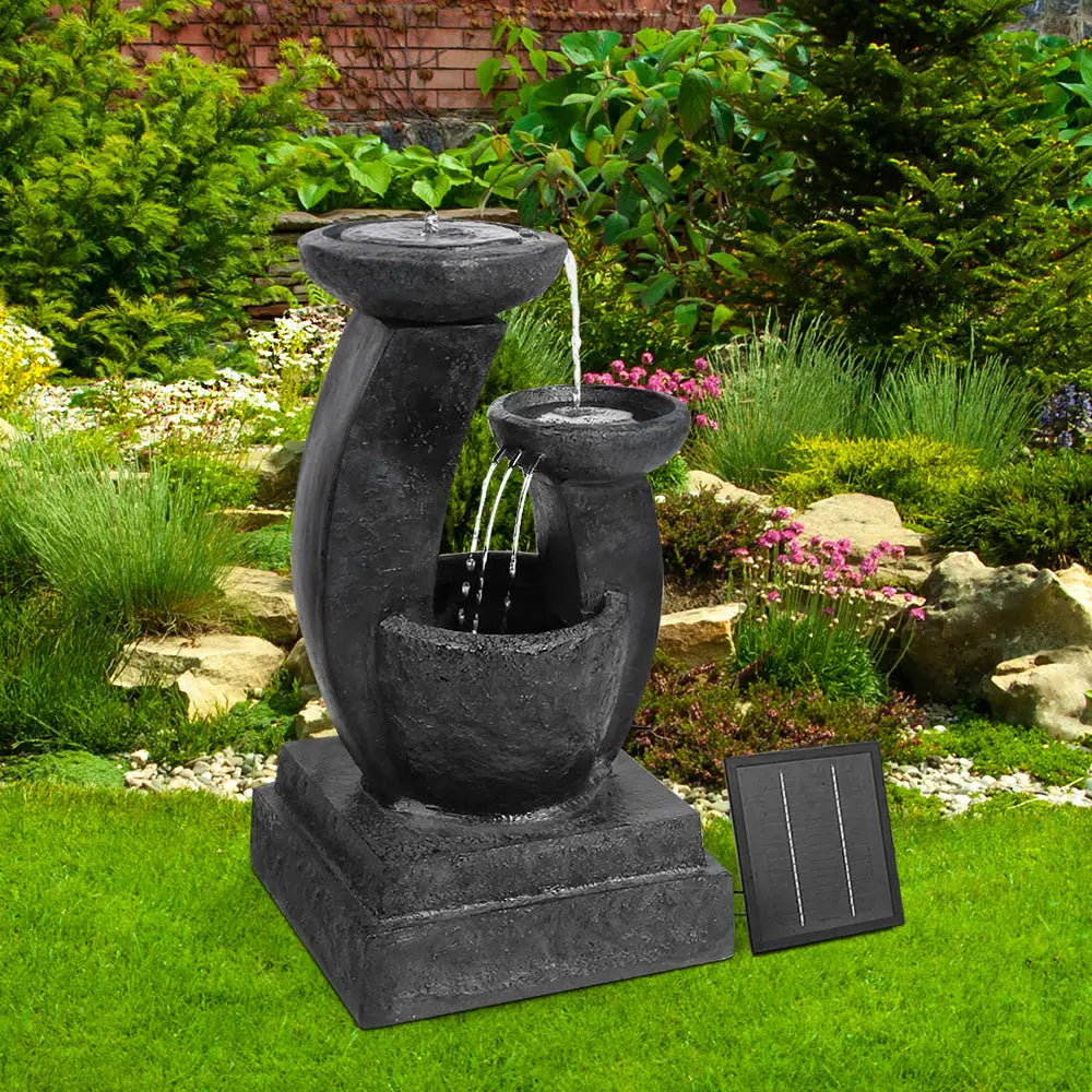 Gardeon Solar Water Feature with LED Lights 3 Tiers 70cm - Home & Garden > Fountains