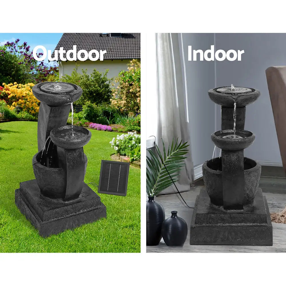 Gardeon Solar Water Feature with LED Lights 3 Tiers 70cm - Home & Garden > Fountains