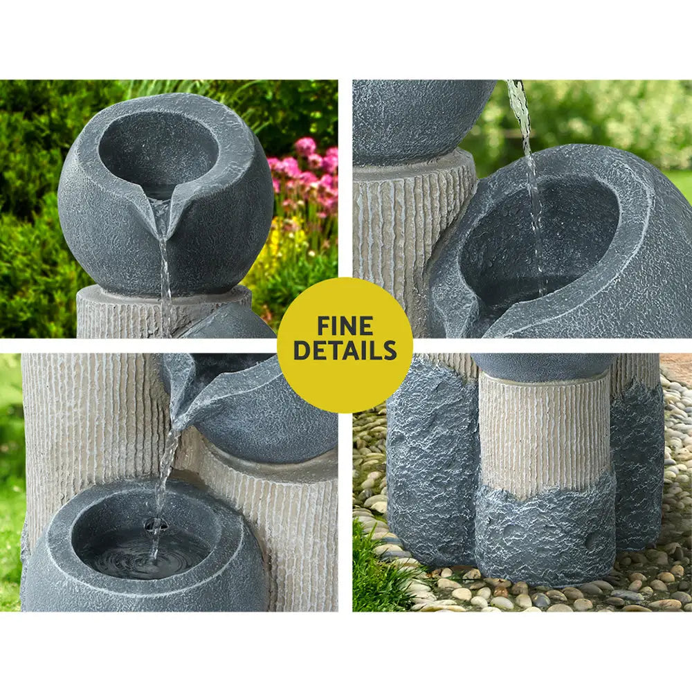 Gardeon Solar Water Feature with LED Lights 3 Tiers 76cm - Home & Garden > Fountains