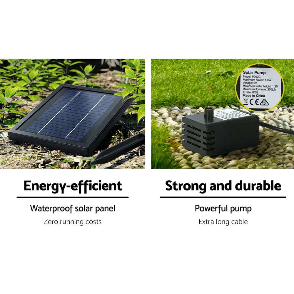 Gardeon Solar Water Feature with LED Lights 3 Tiers 76cm - Home & Garden > Fountains
