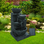 Gardeon Solar Water Feature with LED Lights 4-Tier Blue 72cm - Home & Garden > Fountains
