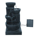 Gardeon Solar Water Feature with LED Lights 4-Tier Blue 72cm - Home & Garden > Fountains