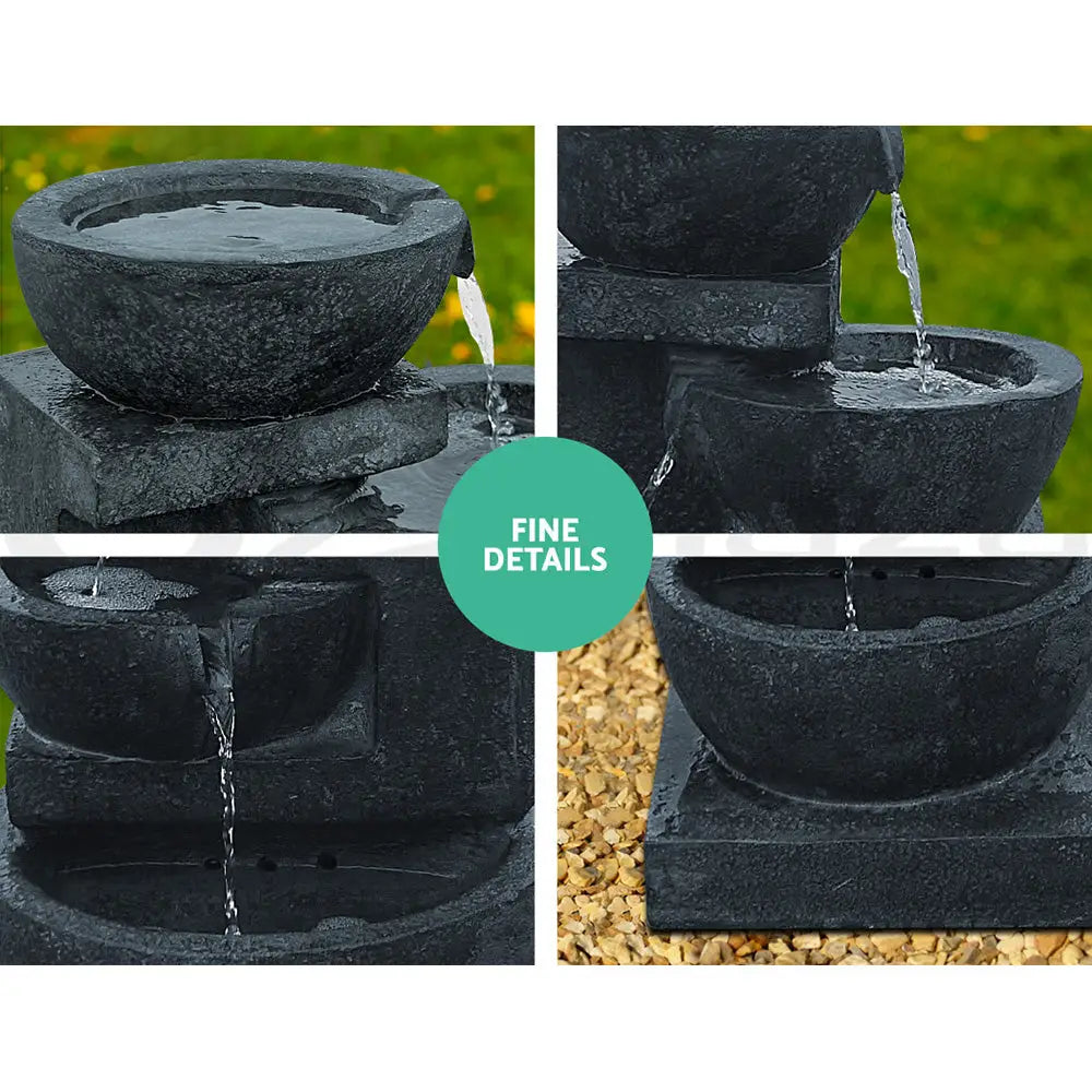 Gardeon Solar Water Feature with LED Lights 4-Tier Blue 72cm - Home & Garden > Fountains