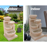 Gardeon Solar Water Feature with LED Lights 4-Tier Sand 72cm - Home & Garden > Fountains