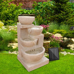 Gardeon Solar Water Feature with LED Lights 4-Tier Sand 72cm - Home & Garden > Fountains