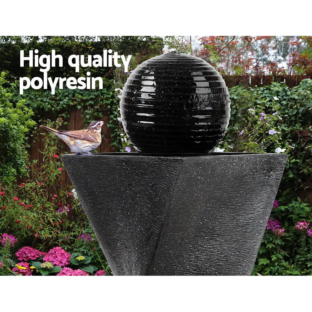 Gardeon Solar Water Feature with LED Lights Black 85cm - Home & Garden > Fountains