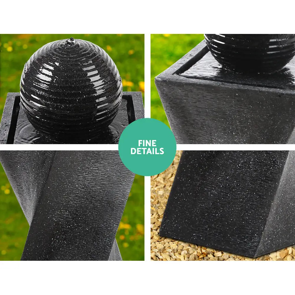 Gardeon Solar Water Feature with LED Lights Black 85cm - Home & Garden > Fountains