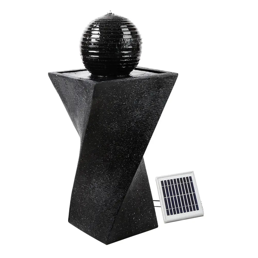 Gardeon Solar Water Feature with LED Lights Black 85cm - Home & Garden > Fountains