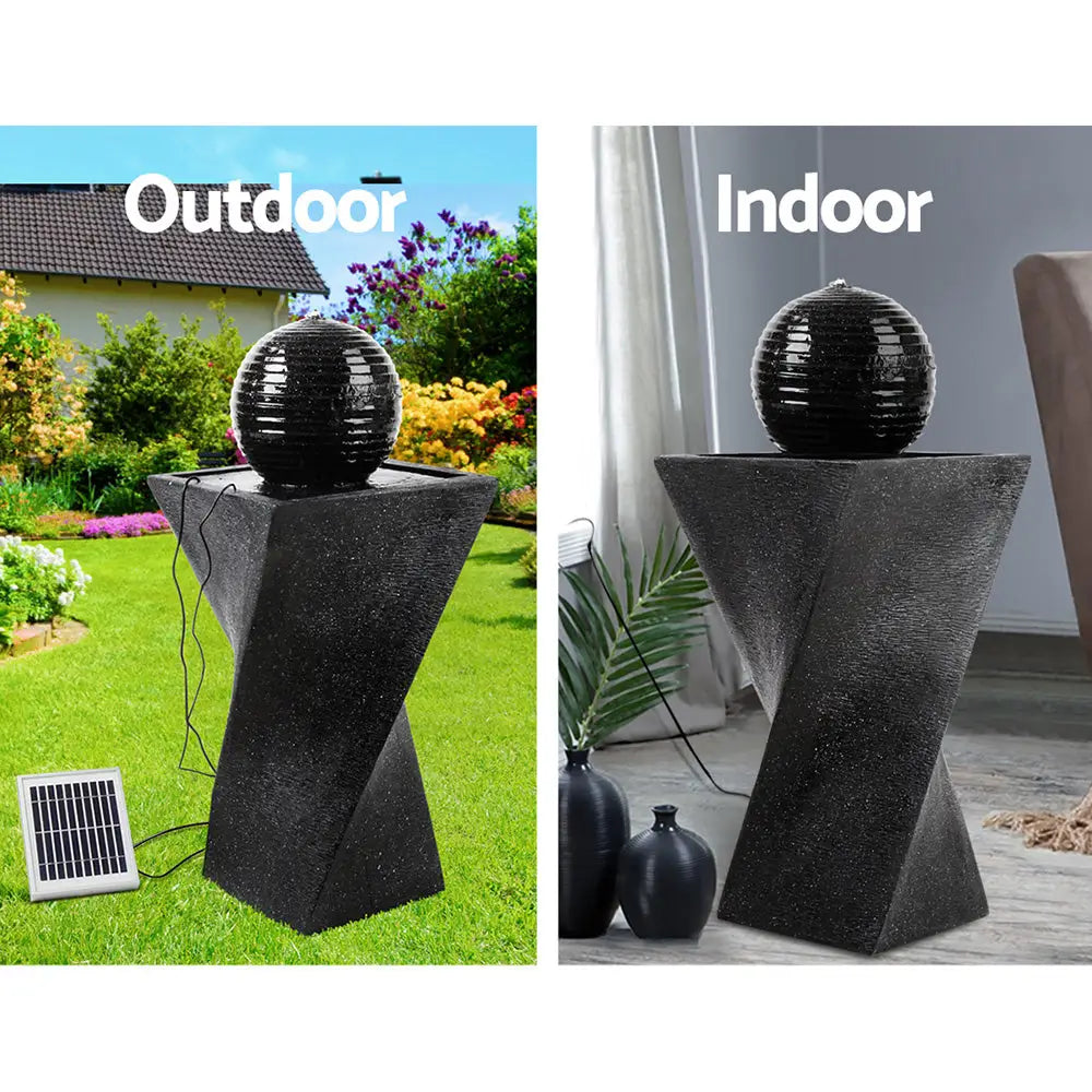Gardeon Solar Water Feature with LED Lights Black 85cm - Home & Garden > Fountains