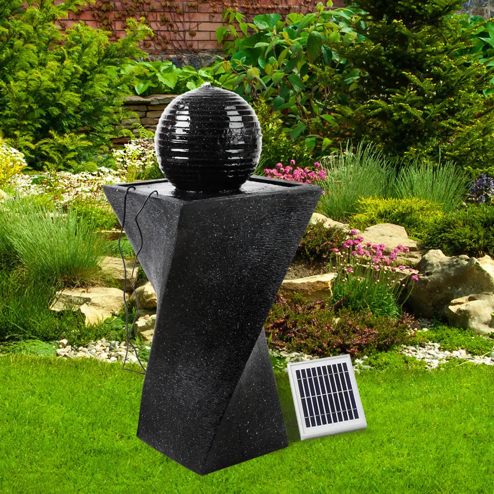 Gardeon Solar Water Feature with LED Lights Black 85cm - Home & Garden > Fountains