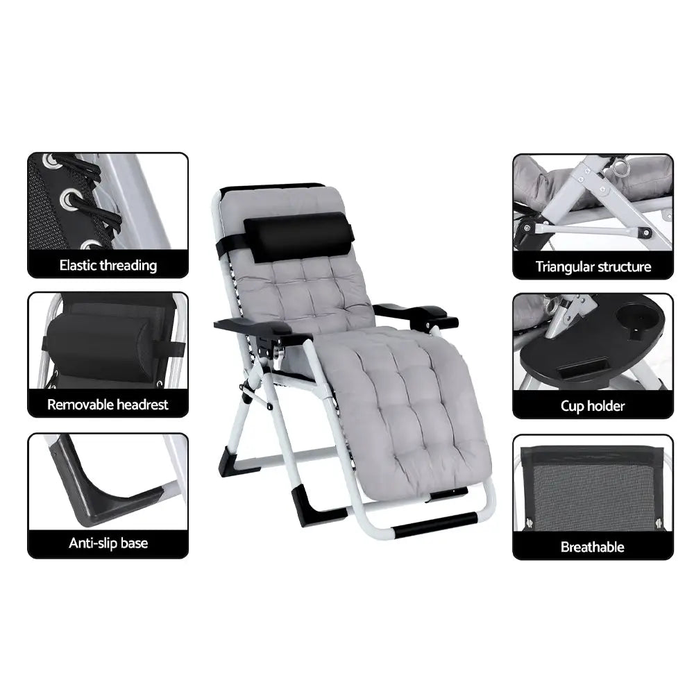 Gardeon Sun Lounge Folding Lounger Camping Zero Gravity Chair Outdoor Furniture - Furniture > Outdoor > Outdoor Sofas &