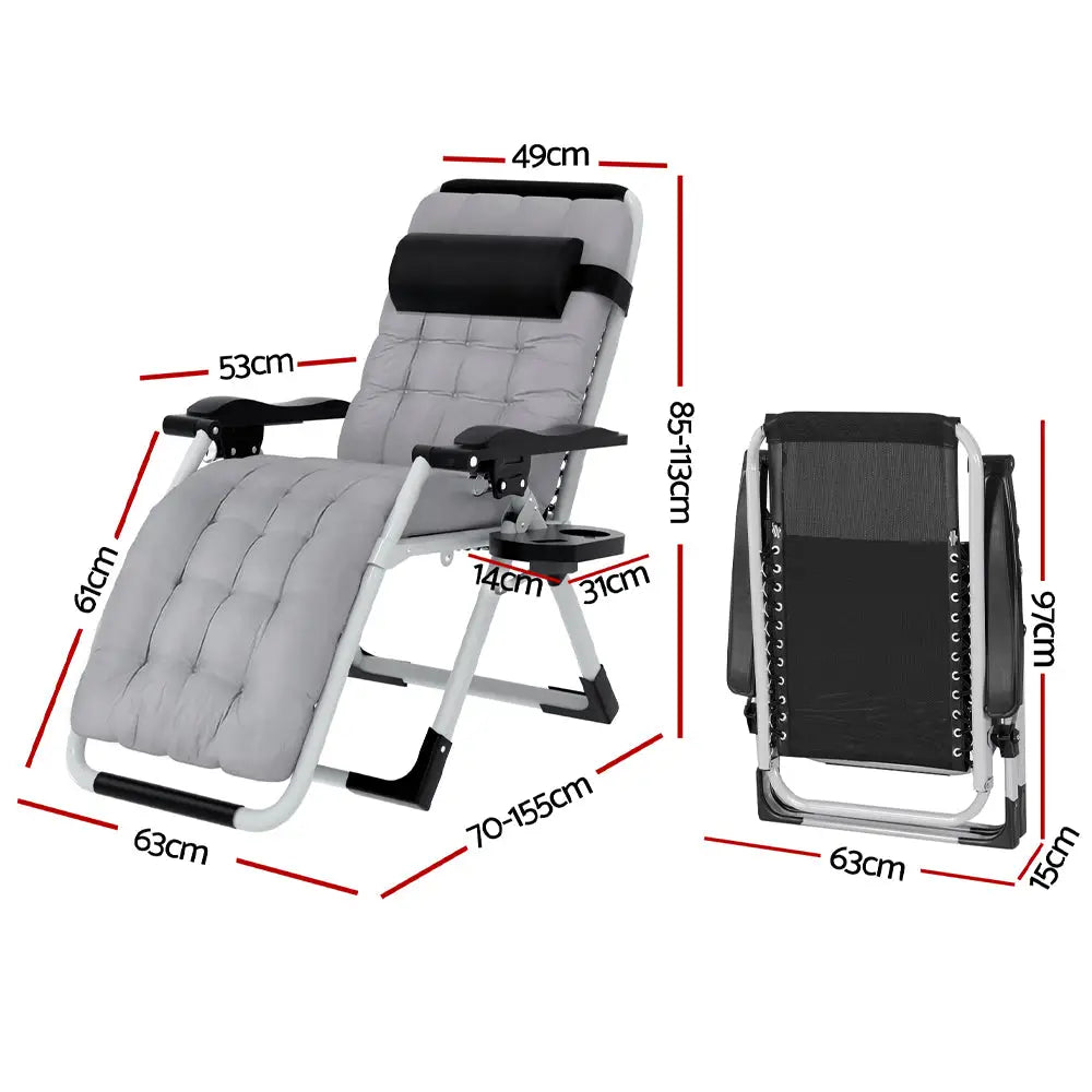 Gardeon Sun Lounge Folding Lounger Camping Zero Gravity Chair Outdoor Furniture - Furniture > Outdoor > Outdoor Sofas &