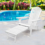 Gardeon Sun Lounge Outdoor Chairs Wooden Foldable Patio Furniture Adirondack White - Furniture > Outdoor > Outdoor