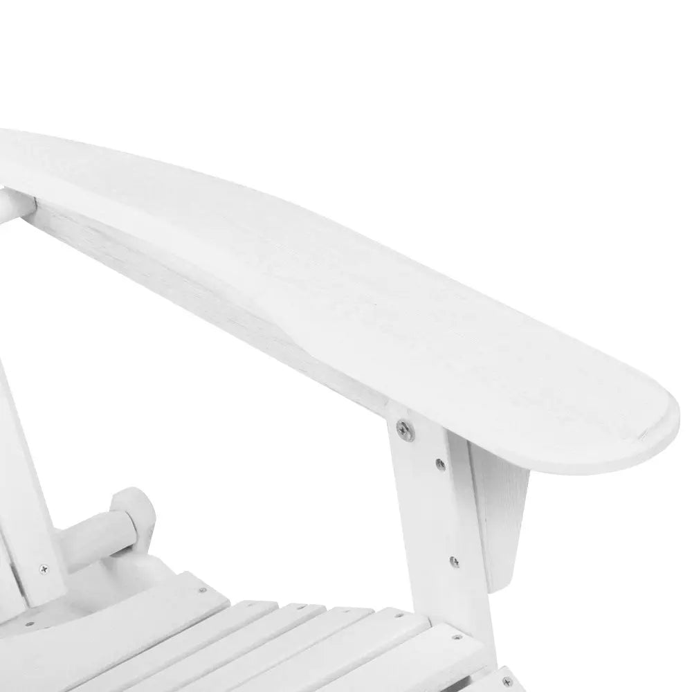 Gardeon Sun Lounge Outdoor Chairs Wooden Foldable Patio Furniture Adirondack White - Furniture > Outdoor > Outdoor