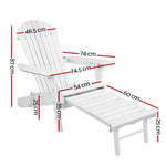 Gardeon Sun Lounge Outdoor Chairs Wooden Foldable Patio Furniture Adirondack White - Furniture > Outdoor > Outdoor