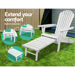 Gardeon Sun Lounge Outdoor Chairs Wooden Foldable Patio Furniture Adirondack White - Furniture > Outdoor > Outdoor