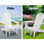 Gardeon Sun Lounge Outdoor Chairs Wooden Foldable Patio Furniture Adirondack White - Furniture > Outdoor > Outdoor