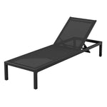 Gardeon Sun Lounge Outdoor Lounger Aluminium Folding Beach Chair Wheels Black - Furniture > Outdoor > Outdoor Sofas &