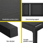 Gardeon Sun Lounge Outdoor Lounger Aluminium Folding Beach Chair Wheels Black - Furniture > Outdoor > Outdoor Sofas &