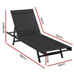 Gardeon Sun Lounge Outdoor Lounger Steel Beach Chair Patio Furniture Black - Furniture > Outdoor