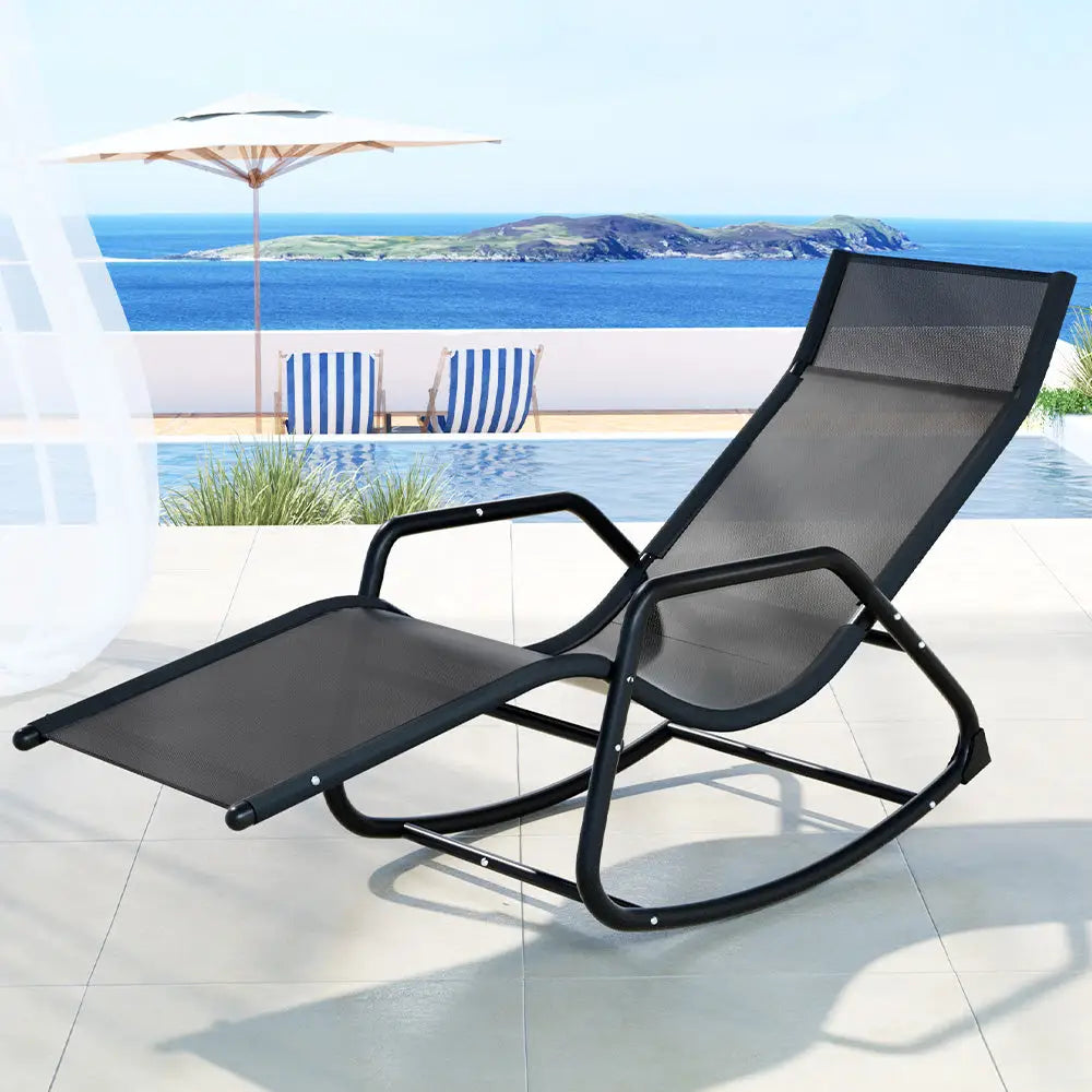 Gardeon Sun Lounge Rocking Chair Outdoor Lounger Patio Furniture Pool Garden - Furniture > Outdoor