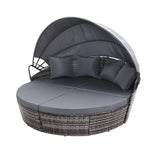 Gardeon Sun Lounge Setting Wicker Lounger Day Bed Outdoor Furniture Patio Grey - Furniture > Outdoor