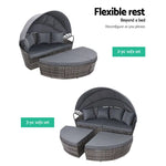 Gardeon Sun Lounge Setting Wicker Lounger Day Bed Outdoor Furniture Patio Grey - Furniture > Outdoor