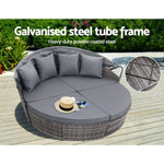 Gardeon Sun Lounge Setting Wicker Lounger Day Bed Outdoor Furniture Patio Grey - Furniture > Outdoor