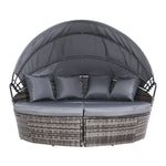 Gardeon Sun Lounge Setting Wicker Lounger Day Bed Outdoor Furniture Patio Grey - Furniture > Outdoor